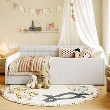 Full Modern Boucle Daybed White Upholstered 79