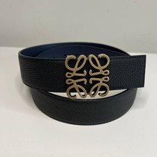 Authentic Women's Reversible Anagram LOEWEBlack & Navy Leather Belt Size 85/34 picture