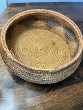 Antique/Vintage Hand-Coiled Fiber Basket – Aged Patina with Faded Interior picture