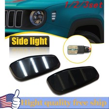 2/4x Smoked White LED Side Marker Lights Fender Lamps For 2015-up Jeep Renegade picture