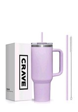 Crave 40oz Tumbler With Handle Straw Stainless Double Wall Lavender picture