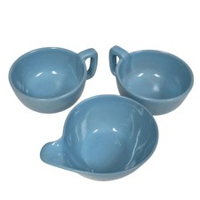 Frankoma Pottery 4SC Lug Handle Chili Soup Bowls Robin's Egg Blue Set of 3 picture