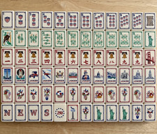 American Heritage Mahjong Tile Set Patriotic USA Liberty Bell Game Night Gift picture