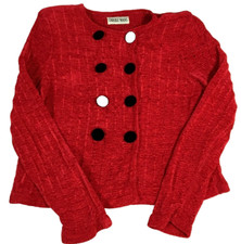 VTG Carole Wang Womens Cardigan Sweater Size S Red 70s or 80s Long Sleeve NWT picture