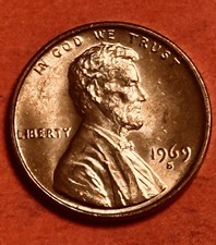 1969 S Lincoln Memorial Cent Red AU  🇺🇸 Slightly Circulated Coin #253 picture