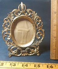 Vintage Ornate Victorian Scroll Solid Brass Oval Photo Frame 2 x 2.5 inch Oval picture