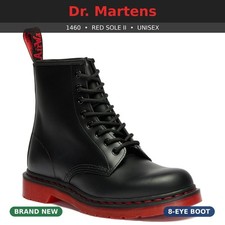 Dr Martens 1460 Red Sole II 8 Eye Leather Boots Black Unisex 43421001 New picture