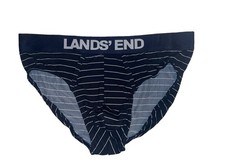 Land’s End Low Rise Stretch European Style Brief - Sz. Large, Black/White Stripe picture