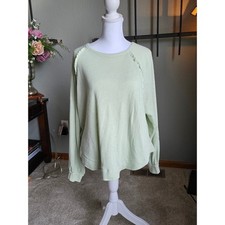 Pilcro by Anthropologie Ruffle Raglan Slub Knit Top Small Mint Green Pullover picture
