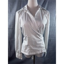 2934-Worthington White Blouse with Thin Black Pinstripes picture