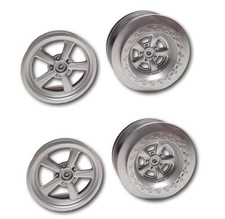 Silver Painted Set of 4 No Prep Drag Front & Rear Wheels 12mm Hex picture