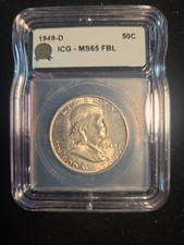 1948-D 50c Franklin Half Dollar ICG MS65FBL picture