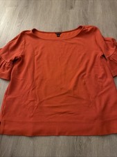 Women’s Ann Taylor Blouse 3/4 Sleeve Ruffle Sleeve Dark orange  picture