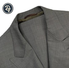 Bespoke 44 L Mr Ned X Scabal England 100's  Light Brown Micro Plaid Wool Suit picture