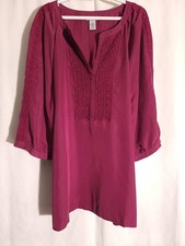 Maggie Barnes Catherines-NWT-Burgundy Long Sleeve Vneck Top Blouse Tunic-4X picture