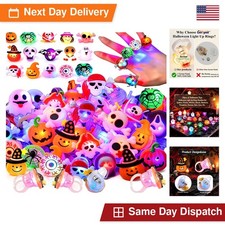 Gavoyeat Halloween Light Up Rings 50Pcs LED Glowing Party Favors for Kids picture
