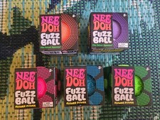Schylling Nee Doh Needoh Fuzz Ball Lot of 5 Set Green Purple Blue Orange & Pink picture