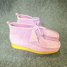 Clarks Originals Wallabee Purple Suede Floral Chukka Ankle Boots Lace Up 9.5M picture
