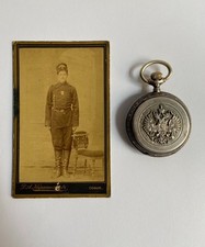 ANTIQUE RUSSIAN IMPERIAL AWARD SILVER .84 POCKET WATCH W/ IMPERIAL COAT OF ARMS picture