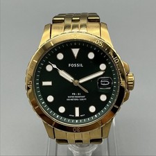 Fossil FB-01 ES4746 Womne Watch 36mm Black Dial Gold Tone Date New Battery 6