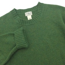 LL Bean Mens Shetland Wool Crewneck Sweater Green L-REG 271087 picture
