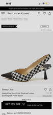 Jimmy Choo Women's Black/White Houndstooth Slingback Kitten Heels Pointed EU41 picture