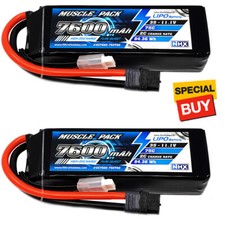 NHX Muscle Pack 3S 11.1V 7600mAh 75C Lipo Battery (2) w/ XT60 Connector picture
