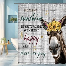 Funny Donkey Shower Curtain with Sunflower Design picture