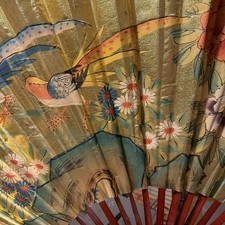 VINTAGE  60 inches by 30 inches FOLDING HAND FAN picture