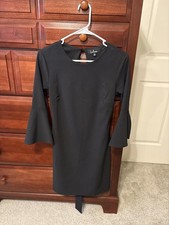 Lulus Black XS Bell Sleeve Sheath Dress with Tie Waist picture