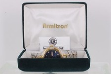 ARMITRON 20/1745 WR 165FT DAY/ DATE BLUE DIAL TWO TONE MEN'S WRIST WATCH 1679B picture