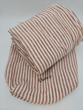 Quince European Linen Duvet Cover Full Queen Terracotta/Natural Stripe NWOT picture