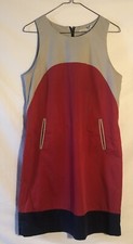 Tintoretto Women 40 M Colorblock Lightwt Sleeveless Cotton Dress Pockets Lined picture