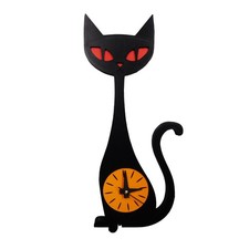 Mid Century Modern Atomic Cat Clock 3D Printed Retro Wall Clock in 5 Colors picture