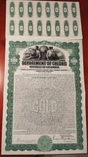 Colombia 1926 Republic $ 500 Caldas Dollars Gold RARE Bond Loan Share Stock ABNC picture