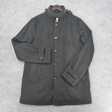 Neiman Marcus Solferino NM 100% Cashmere Car Coat Black Made in Italy Size 54 picture