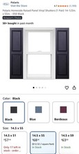 Homeside Raised Panel Vinyl Shutters (1 Pair) 14-1/2in. x 55in. - 050 Black picture