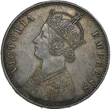 Key Date Lustrous British India Victoria Silver Rupee 1891 C Calcutta Mint LZ58 picture