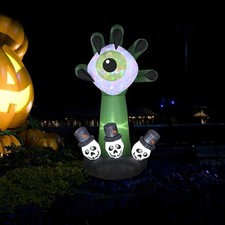 Halloween Yard Decor 6ft Inflatable Monster Hand Eyeball, LED Lights and Sound picture