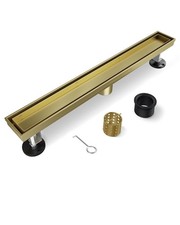 24in Gold Linear Shower Drain 2 in 1 Brushed Titanium Tile Insert F3124 picture