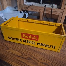 Vintage Kodak Customer Service Pamphlets Metal Storage Box Yellow Advertising picture