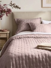 Quince European Linen Dream Quilt Queen Dusty Mauve 96x92 With Shams picture