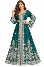 UNIQUE KAFTANS Women's Embroidered Kaftan Maxi Dress with Belt picture