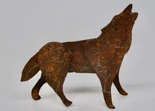Metal rustic howling wolf coyote sculpture figurine Southwestern abstract rust picture