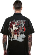 Lucky 13 Miss Fire Pinup Girl Work Shirt picture