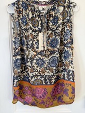 Joie Women's Sleeveless Boho Ruffle Neck Floral Blouse Size Small New With Tags picture