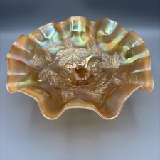 Antique Dugan Cherries Peach Opal Carnival 3 Ball Feet Bowl 1910's picture