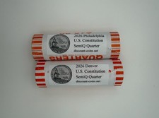 2026 P + D US Constitution Uncirculated Quarter 2x $10 Rolls -IN HAND picture