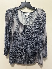 Chico's Travelers Animal Print Pullover Top Scoop Neck Stretchy Size Medium picture