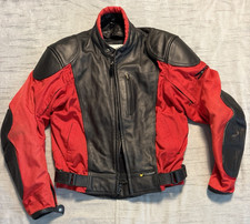 VTG Joe Rocket Hybrid Motorcycle Jacket Red Black Leather Nylon Armored Men’s L picture